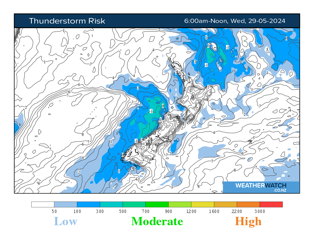 Thunderstorm risk for 6:01am on Wed 29 May 2024